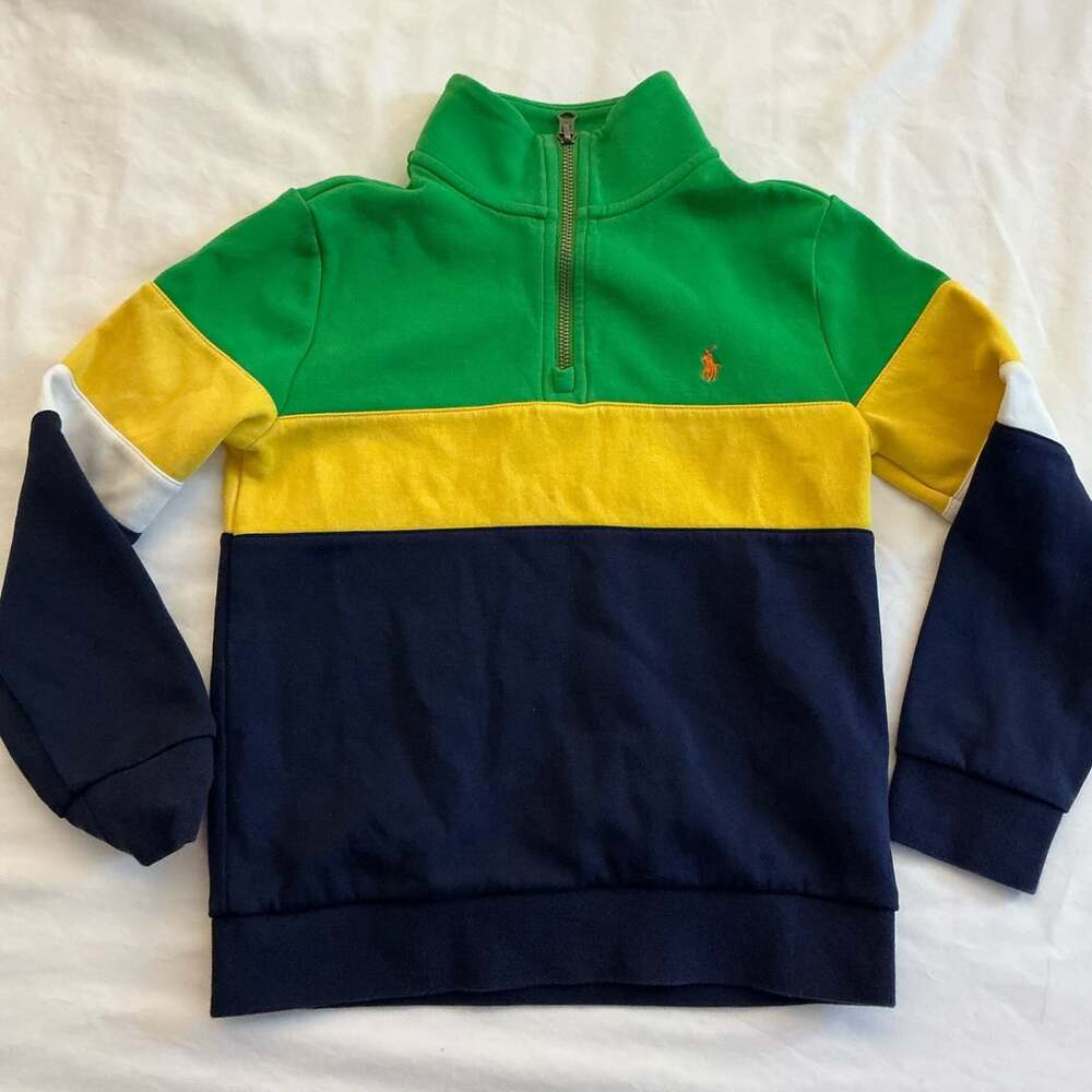 Polo Ralph Lauren Quarter Zip Sweatshirt Youth Small Size 7 Colorblock